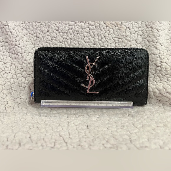 YSL Monogram Black Quilted Leather Zip-Around Wallet - Picture 1 of 14